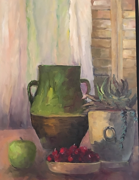 Cherries and Green Urn