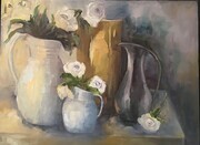 White Roses in 4 Vases